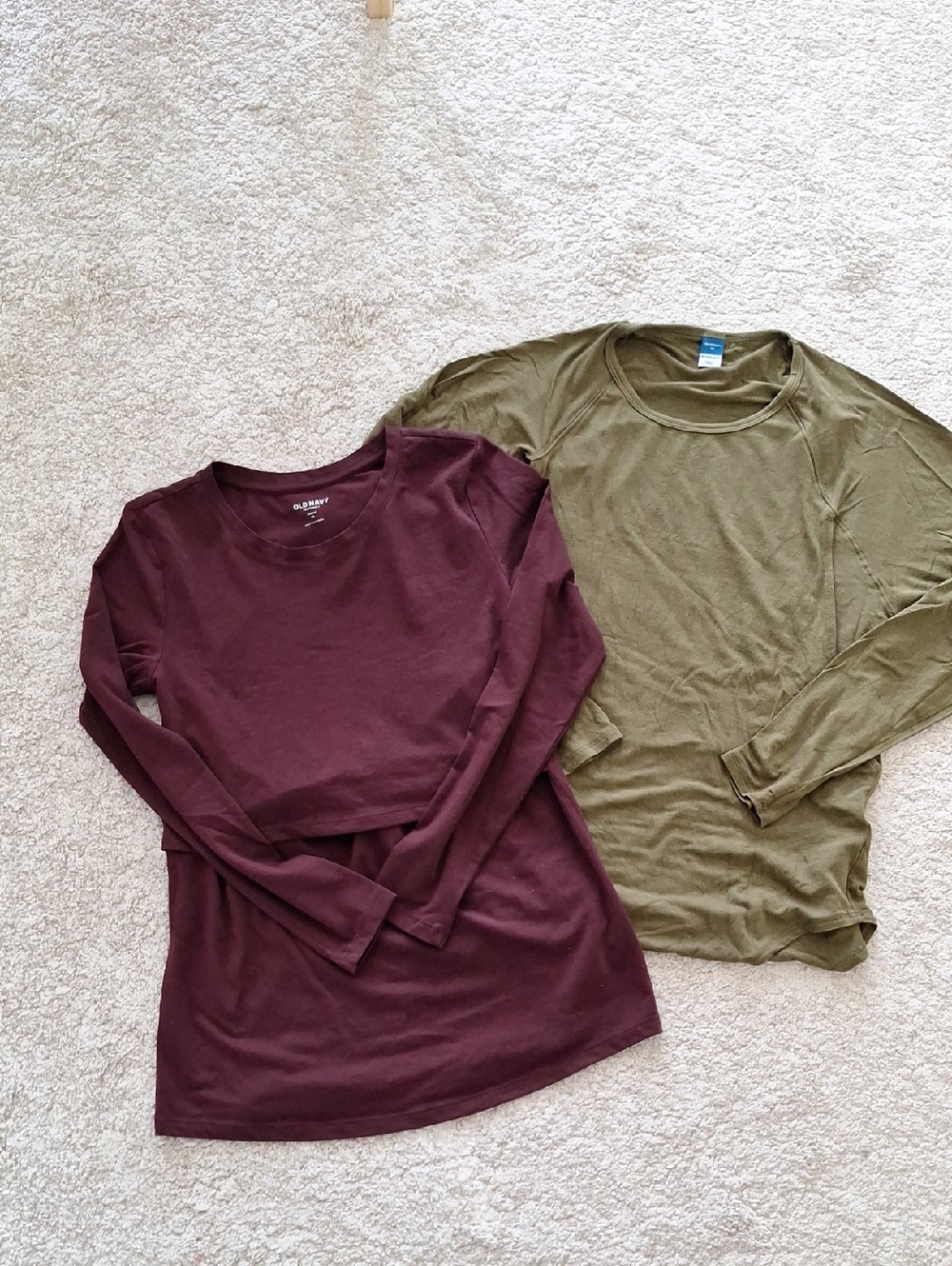 Olive Green & Burgundy Long Sleeve Maternity/Nursing Top Duo Old Navy XS
